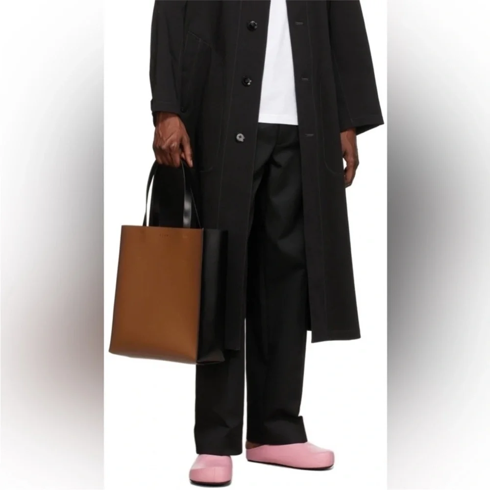 Marni Museo Brown and Black Tote Bag large men’s women’s unisex leather